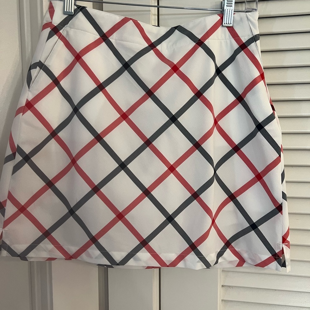 Lady Hagen Red and Black Plaid A-Line Skirt